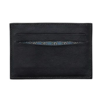 HERMES Citizen Twill Leather Card Holder Men's Black/Multicolor Multicolor
