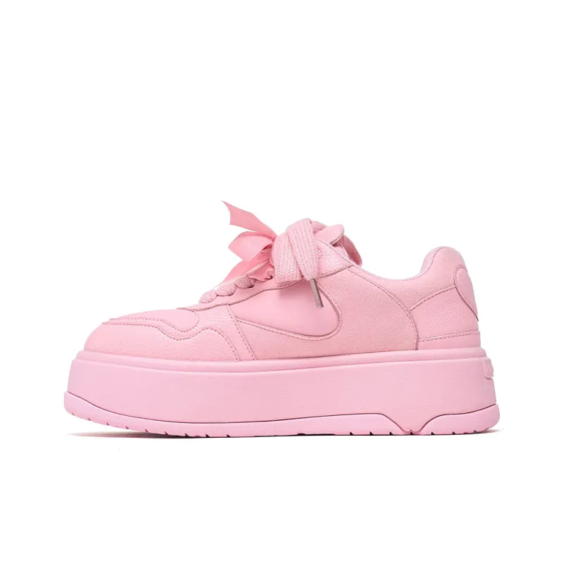 PINK AMOR Height Increasing Low Top Skateboard Shoes Unisex Pink-1