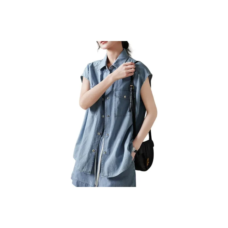 LUYOUYE Shirts Women's Light Blue-1