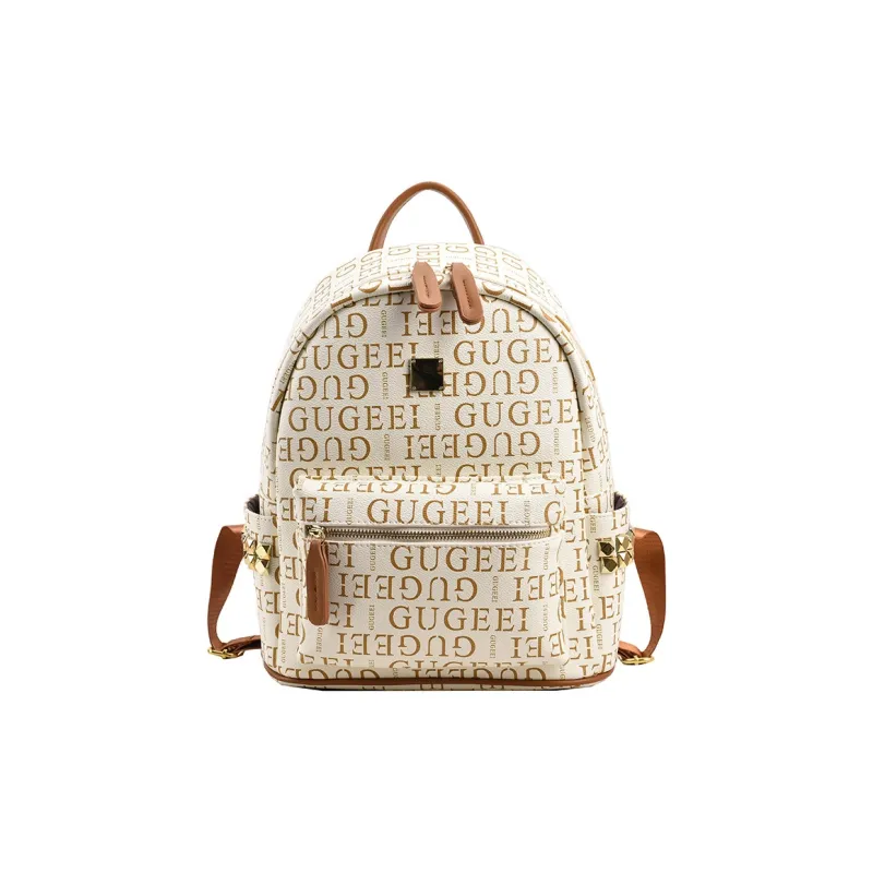 Yalu PU Backpack Women's White/Brown-0