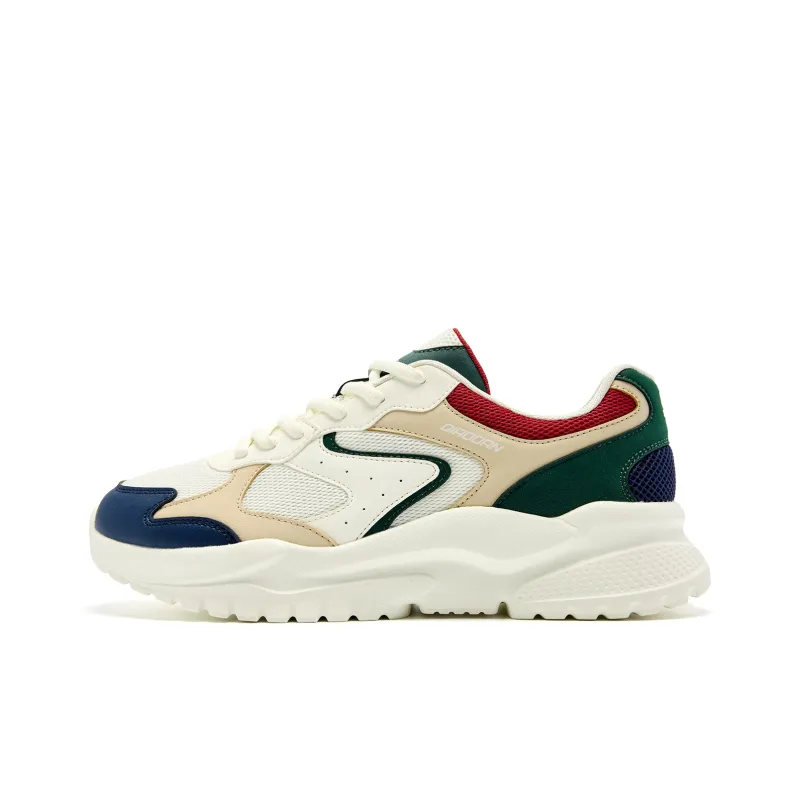 QIAODAN Anti Slip Wear Resistant Low Top Casual Shoes Men's White Green-0