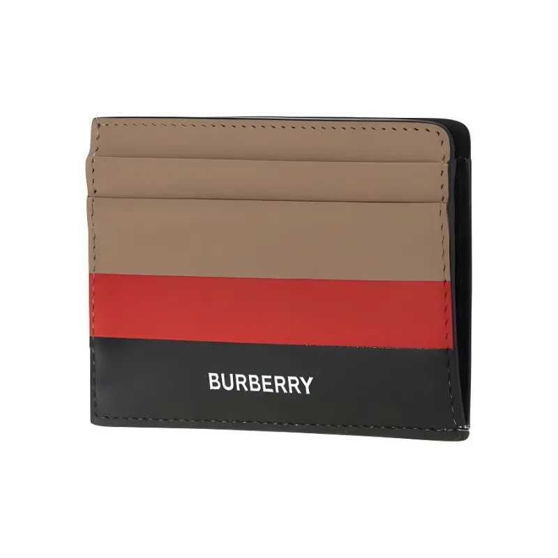 Burberry Leather Card Holder Men's Black & Brown & Red-1
