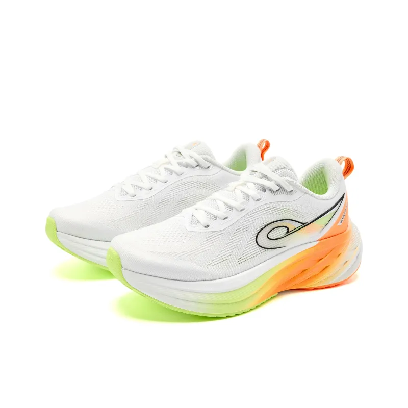 QIAODAN Cushioning, Slip Resistant, And Abrasion Resistant Low Top Casual Running Shoes Women's White Orange-2