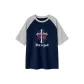 Navy Blue & White Heather Gray