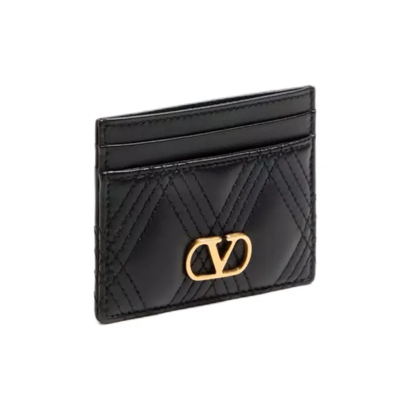 Valentino Calfskin Card Holder Women's Black-1