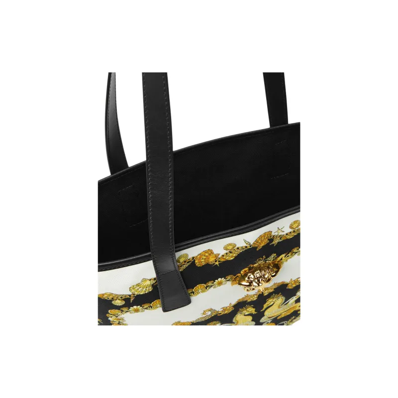 VERSACE La Medusa Cotton Tote Bag, Shopping Bag, Shoulder Bag Men's White & Multicolor-3