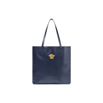 VERSACE La Medusa Cow Leather Tote Bag, Shopping Bag, Shoulder Bag Men's Blue
