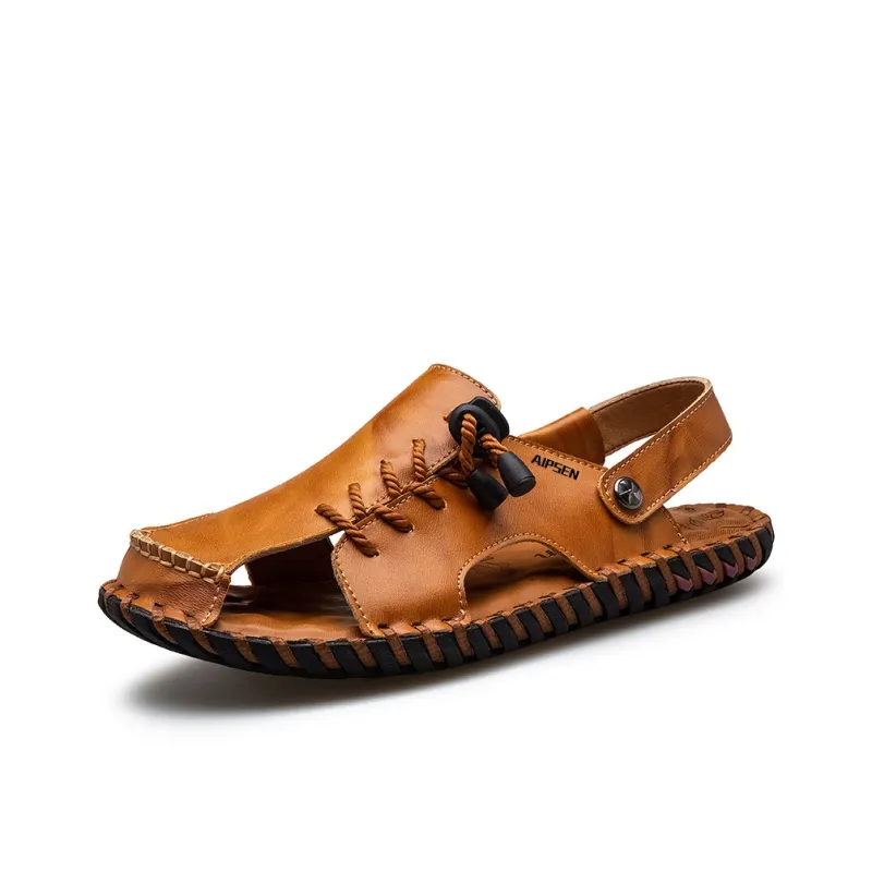 AIPSEN Beach Sandals Men's Yellow Brown-1