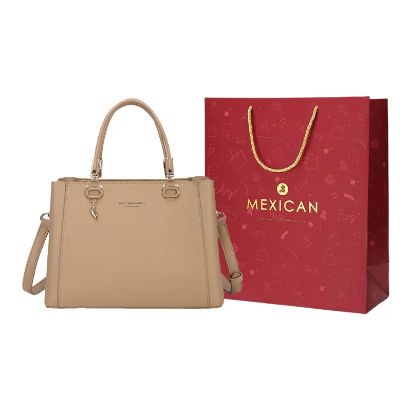 MEXICAN Polyurethane Crossbody Bag, One Shoulder Handbag Regular Women's Apricot Camel/Black/Ecru-0