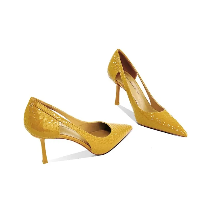 Lan Miao Slim Heel High Heels Women's Yellow-2