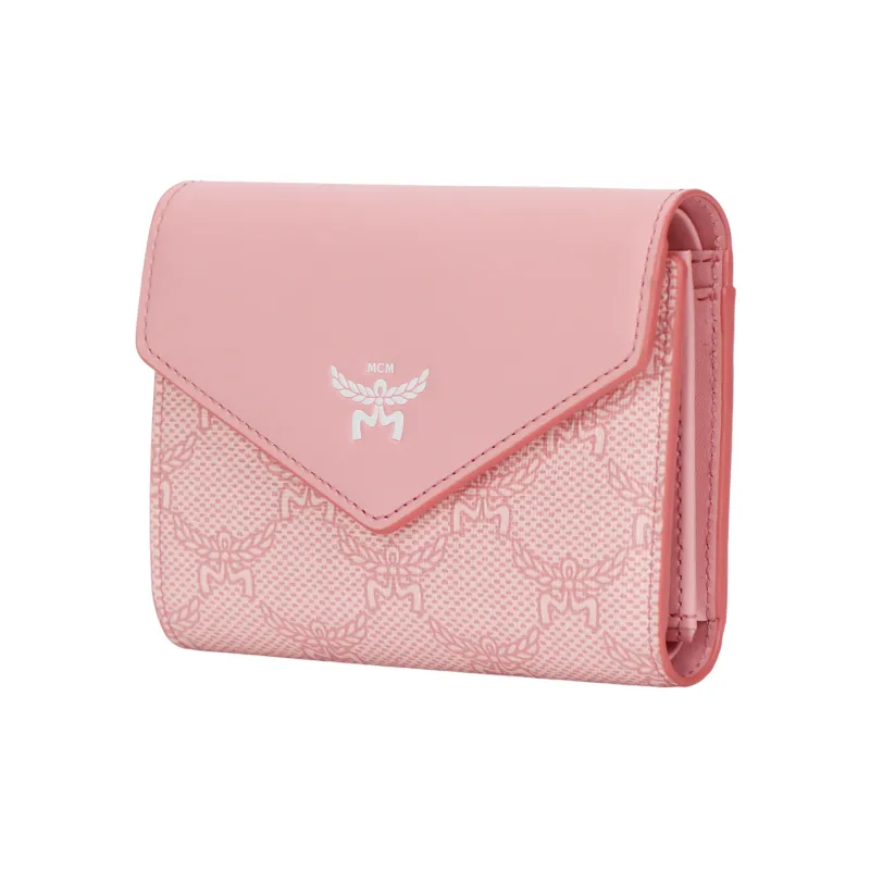 MCM Artificial Leather Wallet Small Size Women's Pink-1