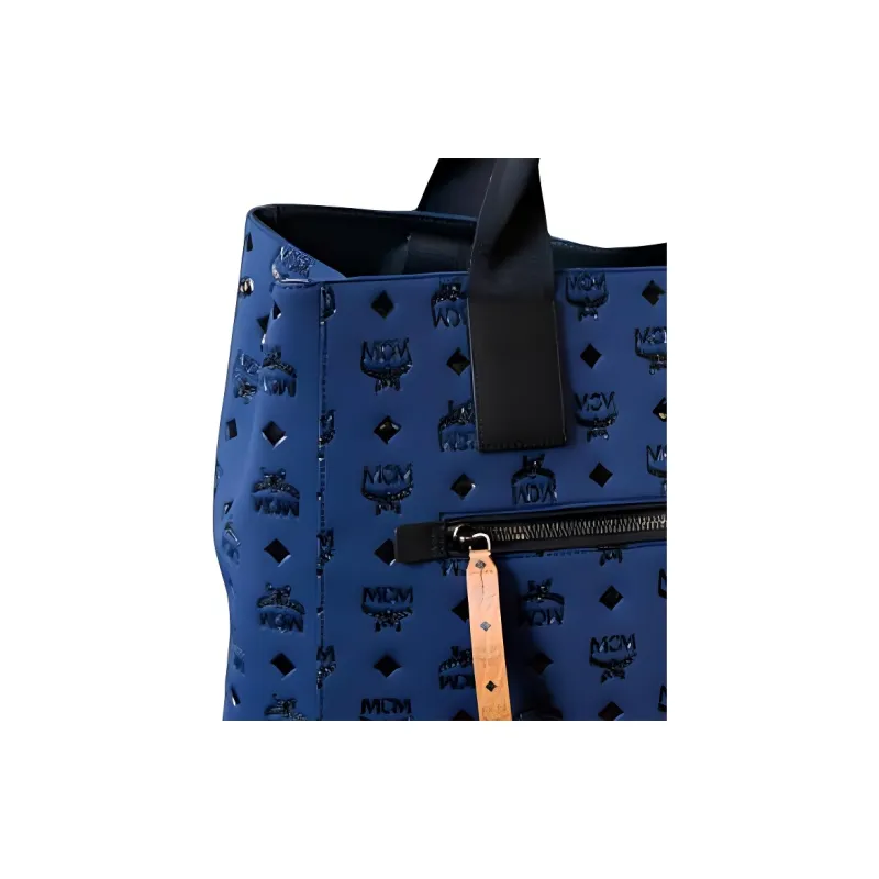 MCM Aren Neoprene Tote Bag Shopping Bag Shoulder Bag Handbag Extra Large Unisex Blue-2