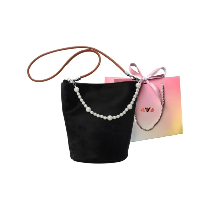 Yalu PU Bucket Bag, Crossbody, One Shoulder Handbag Regular Women's Black/Pink/Ecru/Silver-0