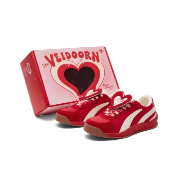 VEIDOORN German Army Trainers Anti Slip Wear Resistant Low Top Casual Shoes Unisex Red