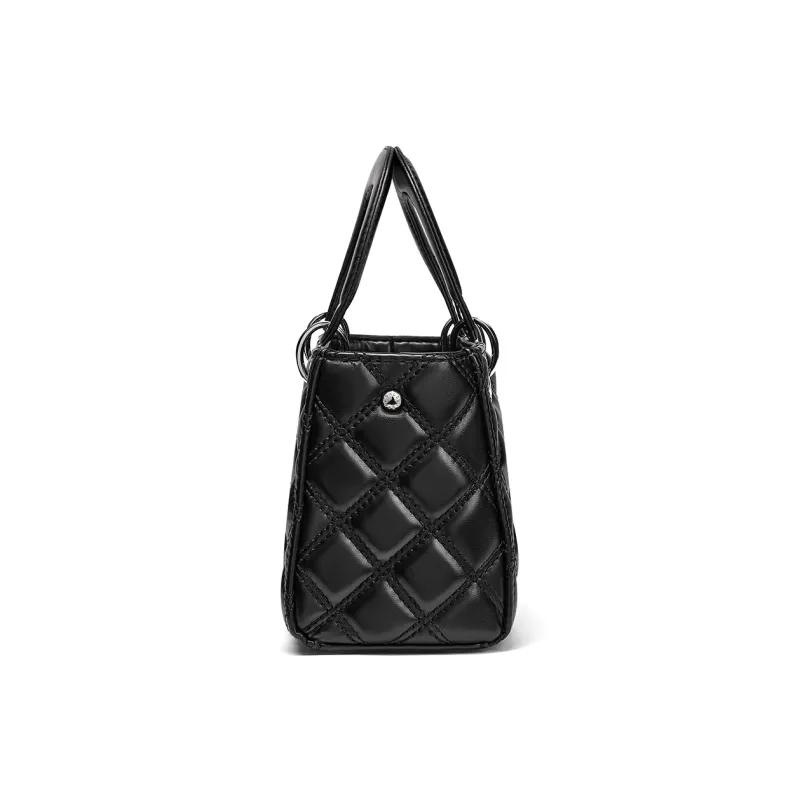 CORALDAISY Synthetic Leather Shoulder Bag, Crossbody Bag, Lady Dior Bag, Handbag Women's Monroe Black/White Sticky Rice-2