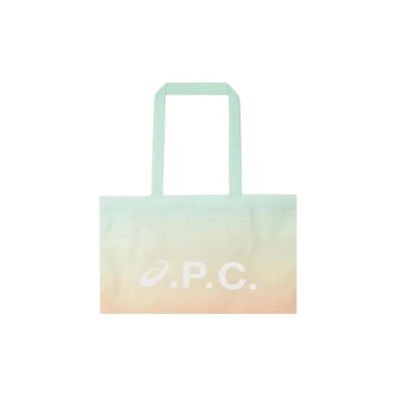 A.P.C ASICS Collaboration Polyester Tote Bag, Shopping Bag, Shoulder Bag Women's Orange & Green-4