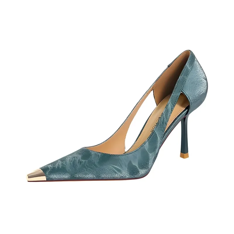 Lan Miao Slim Heel High Heels Women's Green-1