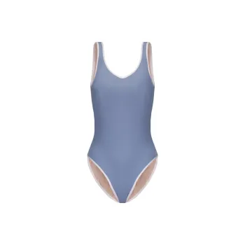 DECATHLON SS25 One piece Swimsuit Women's Light Indigo Blue/snow White
