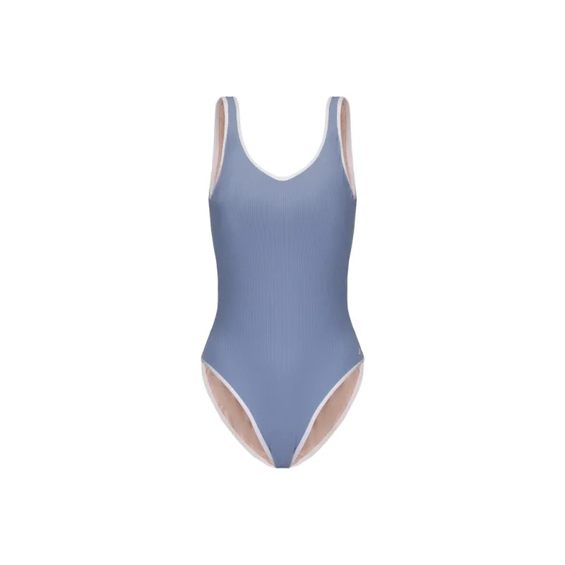 DECATHLON SS25 One piece Swimsuit Women's Light Indigo Blue/snow White-0