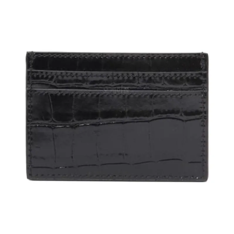VERSACE Leather Card Holder Men's Black-1