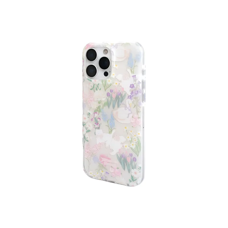 Sopi Acrylic Material Kitten Swan Among Flowers Phone Cases Compatible With IPhone 16/15 Pro Max/Apple 13/14 Pro/Max-4