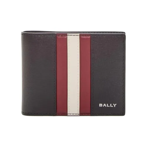 BALLY MYTHOS Leather Wallet Men's Black & Red