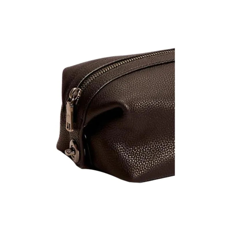 COACH Dopp Kit Refined Pebble Leather Makeup Bag Medium Size Women's Black-1