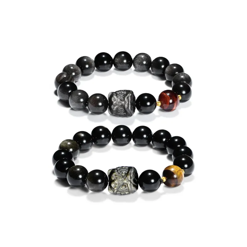 PUTUOSHANWENCHUANG Obsidian Jade Bracelets Unisex-4