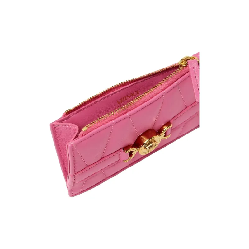VERSACE Medusa '95 Lambskin Card Holder Women's Pink-2