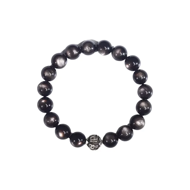 JINGCHENGGOU Natural Obsidian Bracelets Unisex-4