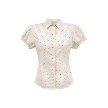 SLEEP AT 11 Shirts Women's Beige Polka Dot Shirt