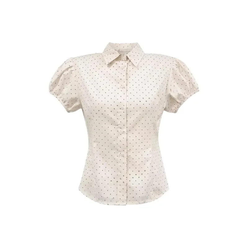 SLEEP AT 11 Shirts Women's Beige Polka Dot Shirt-0