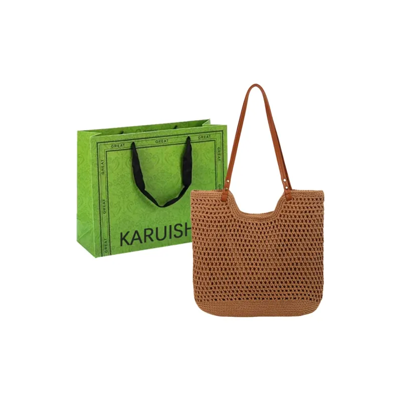 KARUISHA Fabric Shoulder Bag Women's Beige/Beige & Khaki/Khaki-8