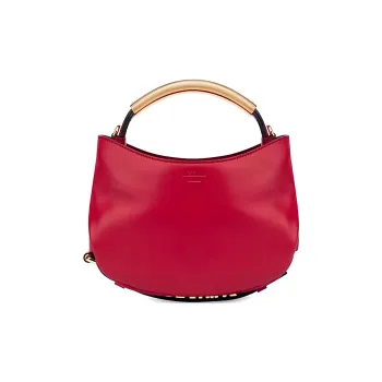 MOSCHINO Sheepskin Shoulder Bag Crossbody Bag Handbag Small Size Women's Red