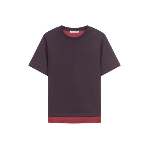 DOSORDONTS T Shirts Women's Black Red Color Block