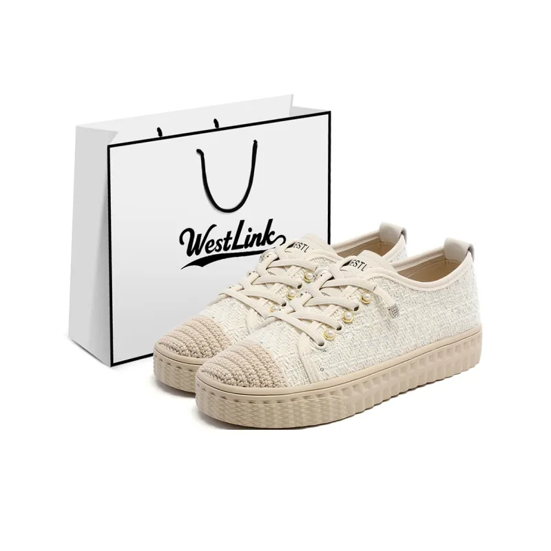 WESTLINK Lightweight And Breathable Low Top Skateboard Shoes Women's Apricot-0