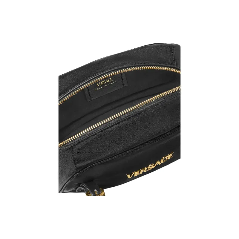 VERSACE Tag Lambskin Bowling Bag, Shoulder Bag, Handbag Mini Women's Black-4