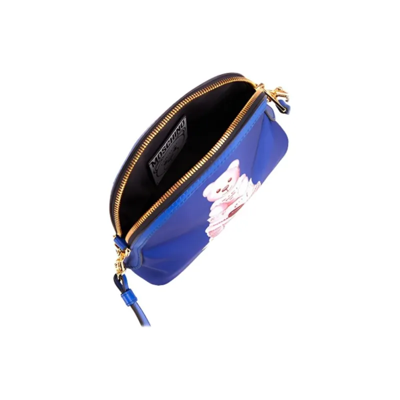 MOSCHINO Teddy Fabric Shoulder Bag Small Size Women's Blue-2