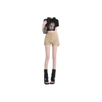 Wen Shan Denim Shorts Women's Khaki