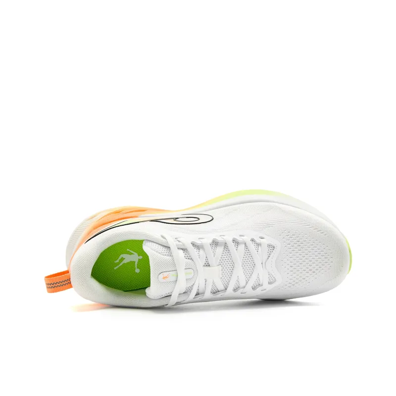 QIAODAN Cushioning, Slip Resistant, And Abrasion Resistant Low Top Casual Running Shoes Women's White Orange-3