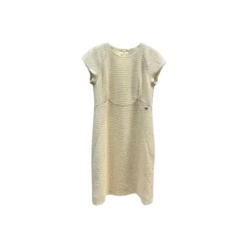 CHANEL Short Sleeved Dress Women's Milk White
