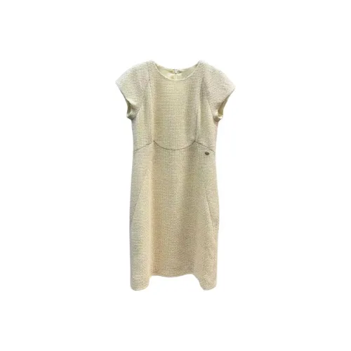 CHANEL Short Sleeved Dress Women's Milk White