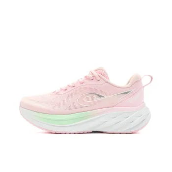 QIAODAN Cushioning, Slip Resistant, And Abrasion Resistant Low Top Casual Running Shoes Women's Pink Green