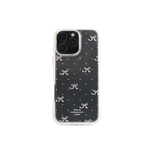 Sopi Acrylic Material Pink Heart Bowknot Phone Cases Compatible With IPhone 16/15 Pro Max/Apple 13/14 Pro/Max
