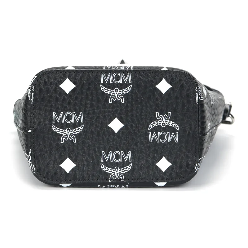 MCM Visetos Leather Bucket Bag, Handbag, Shoulder Bag Extra Mini Women's Black-3
