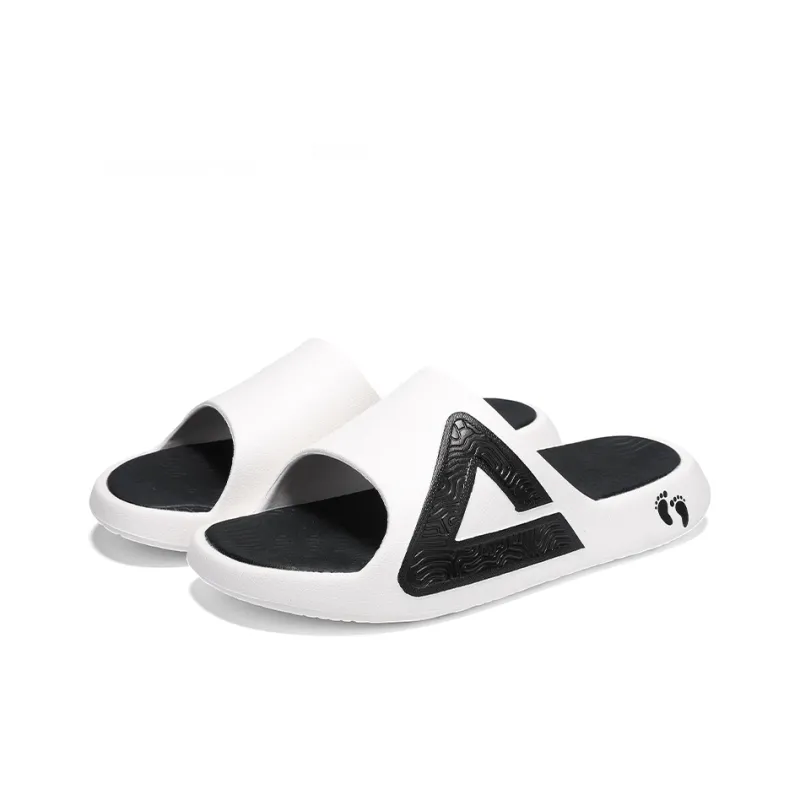 PEAK Slip Resistant Odor Resistant Abrasion Resistant Slide Slippers Men's Ivory Black-3