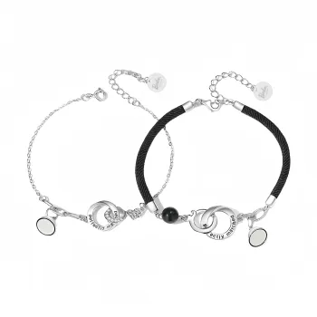 Barbie S925 Silver Bracelets Unisex Black White