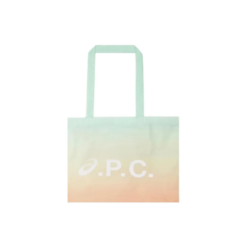A.P.C ASICS Collaboration Polyester Tote Bag, Shopping Bag, Shoulder Bag Women's Orange & Green-2
