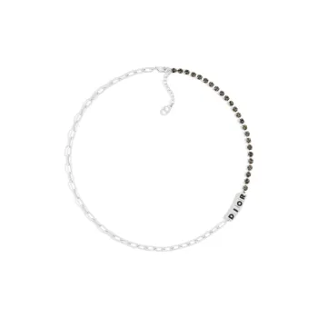 DIOR Brass, Crystal, Resin Necklaces Unisex Silver