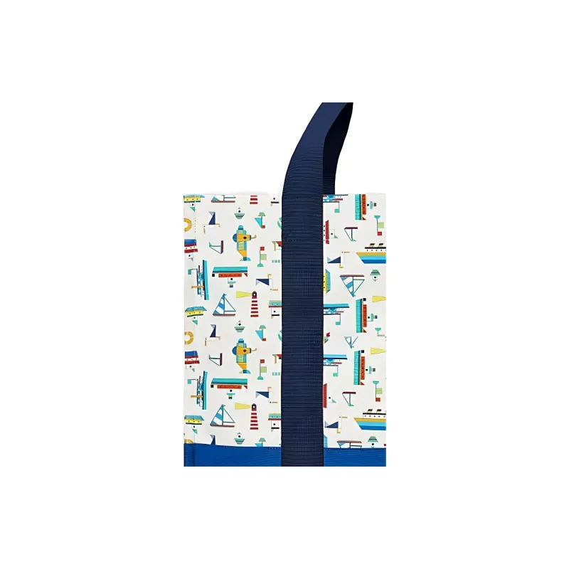 HERMES Canvas Canvas Bag Tote Bag Shopping Bag Handbag Small Size Women's Blue/Dark Blue/White-2